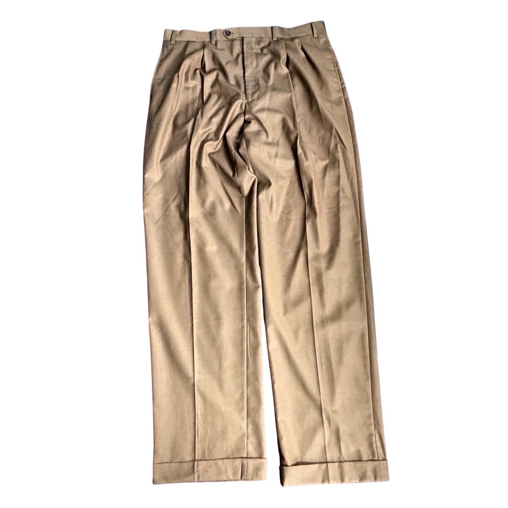 Lauren Ralph Lauren Mens‎ Pleated Cuffed Dress Pants Brown 36x34 RN90736